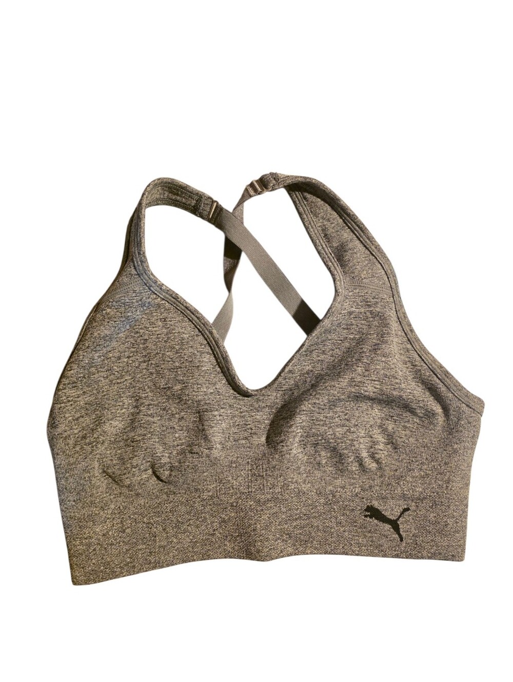 Puma Heather Gray Cross-Back Seamless Sports Bra